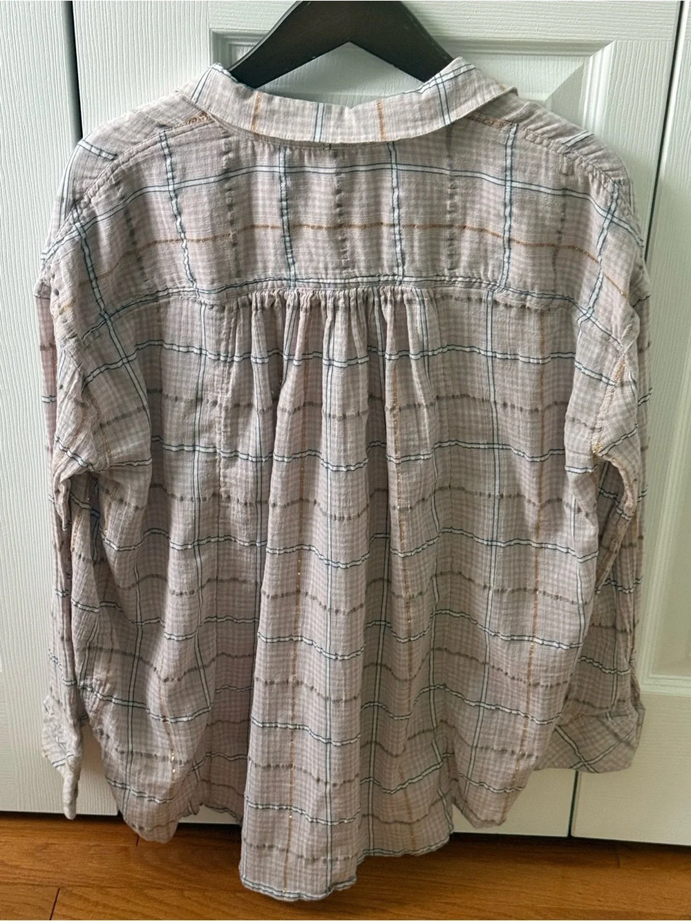 Free People Break My Stride Button Up in Pink Plaid